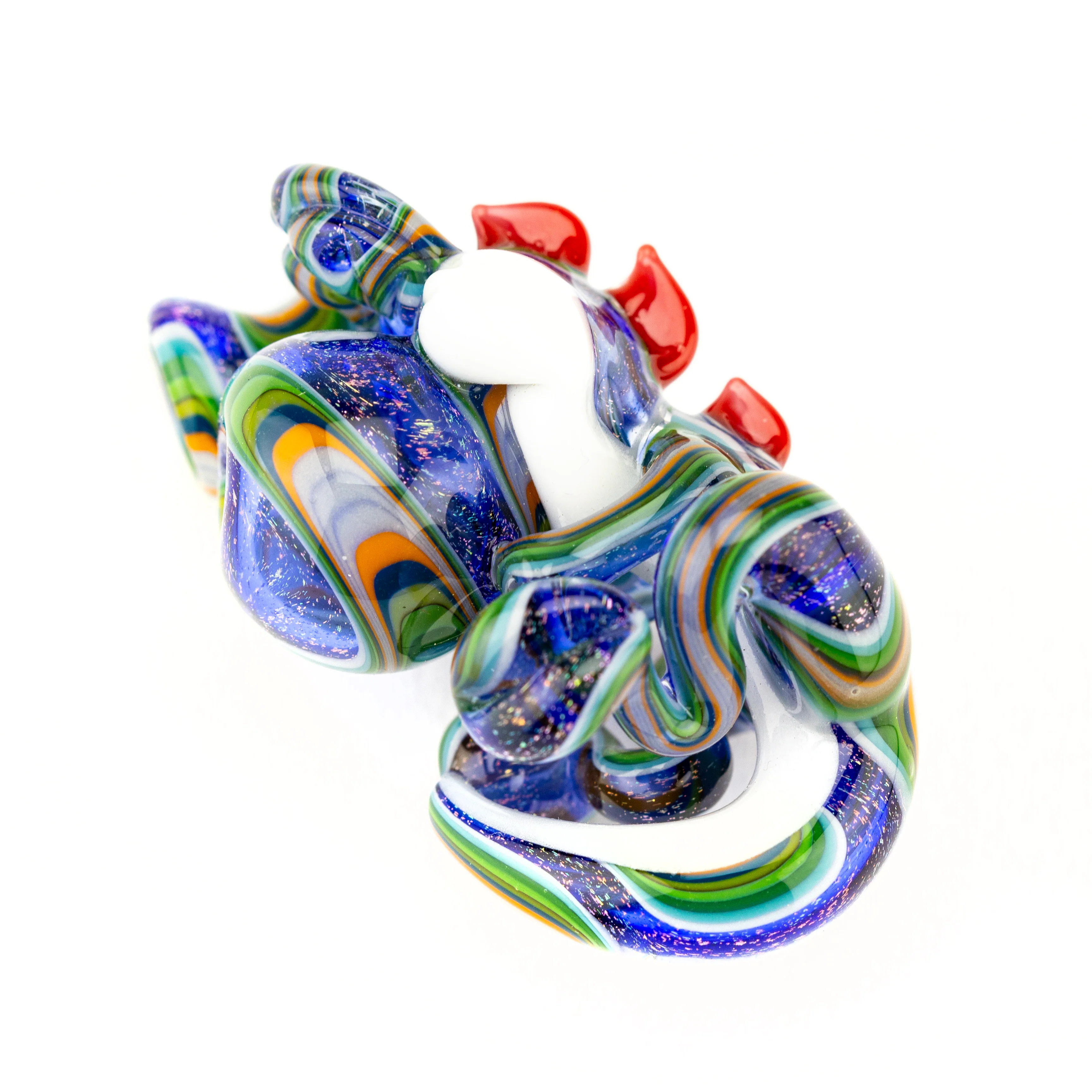 Green Stripe Dichro Wag Yoshi Pendant #BGB140 - Image 2